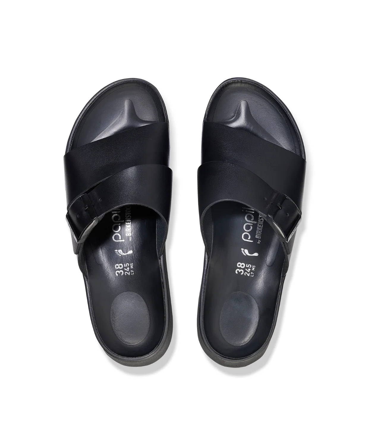 Papillio Almina Exquisite Smooth Leather Black Platform Wedge Sandals - Image 5