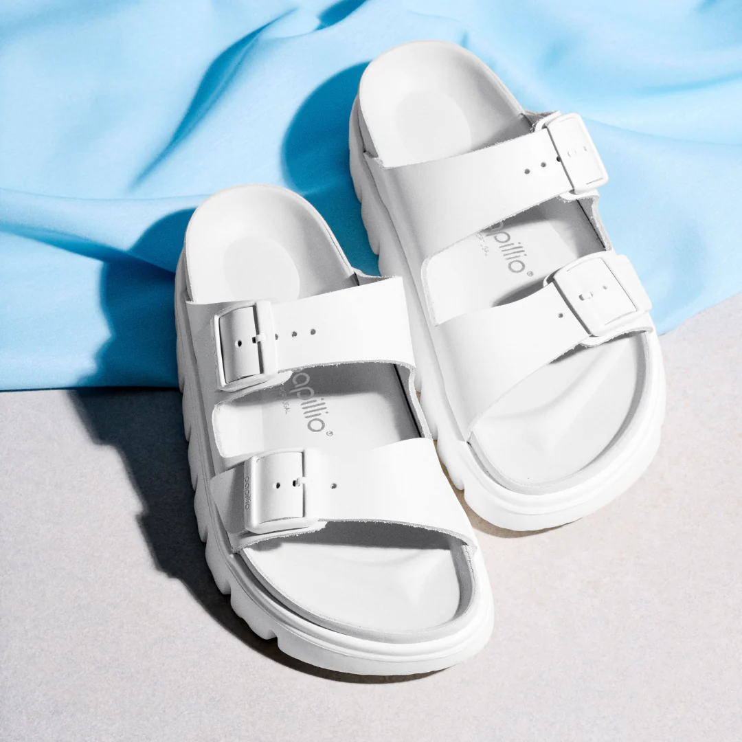 Papillio Arizona Exquisite Leather Chunky White Sandals - Image 3