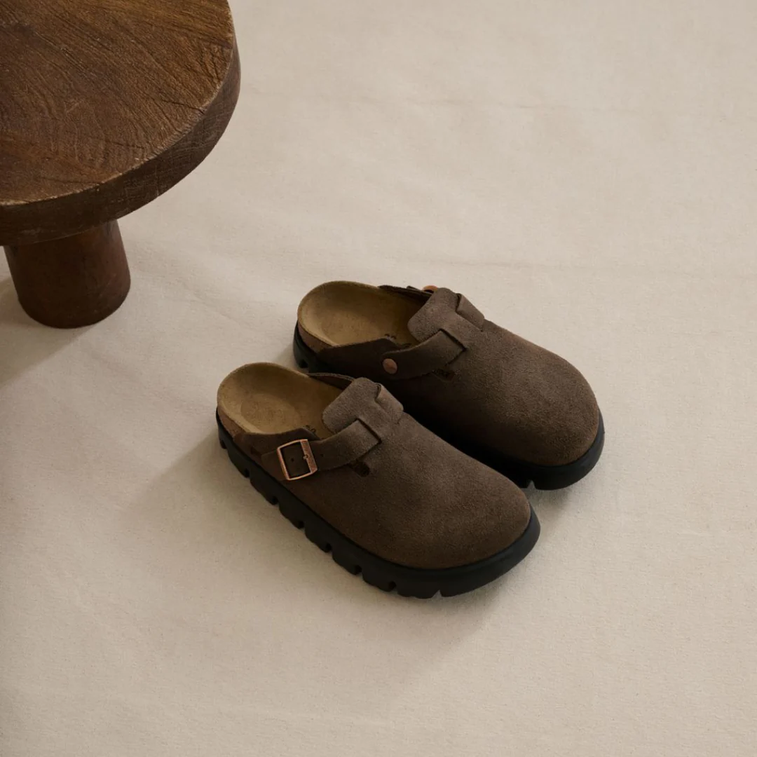 Papillio Boston Chunky Suede Leather Mocca Clogs - Image 2