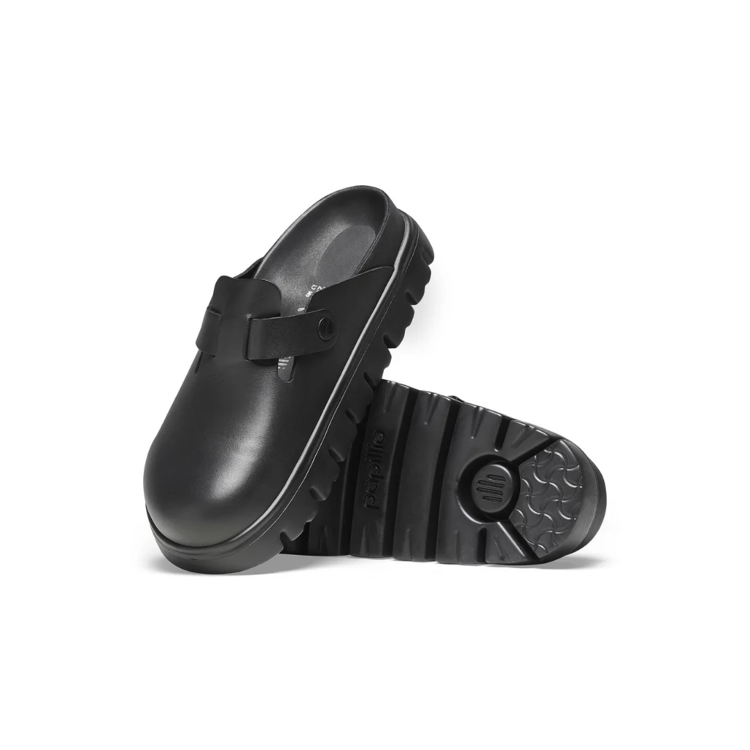 Papillio Boston Exquisite Chunky Leather Black Clogs - Image 7