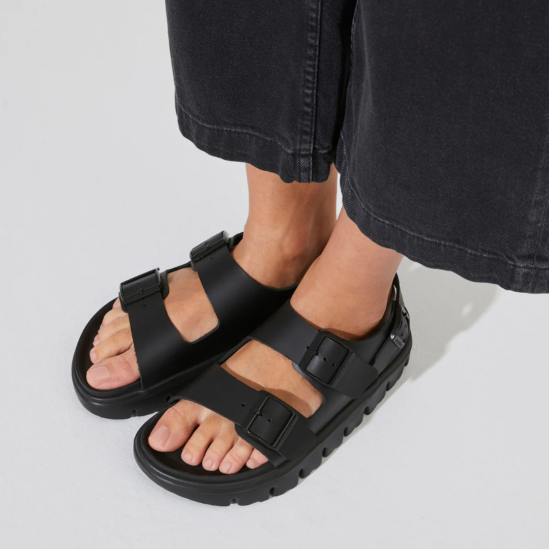 Papillio Milano Chunky Exquisite Leather Black Sandals - Image 3