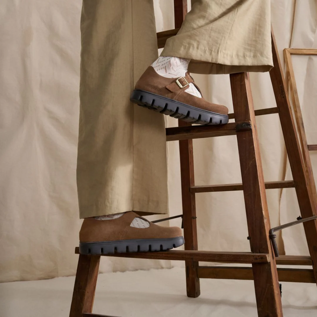 Papillio Paris Chunky Suede Leather Dark Tea Shoes - Image 3