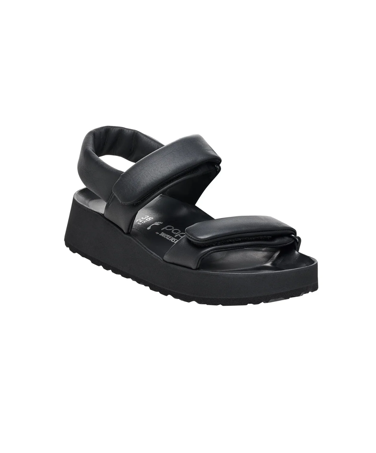 Papillio Theda Exquisite Smooth Leather Black Platform Wedge Sandals - Image 4