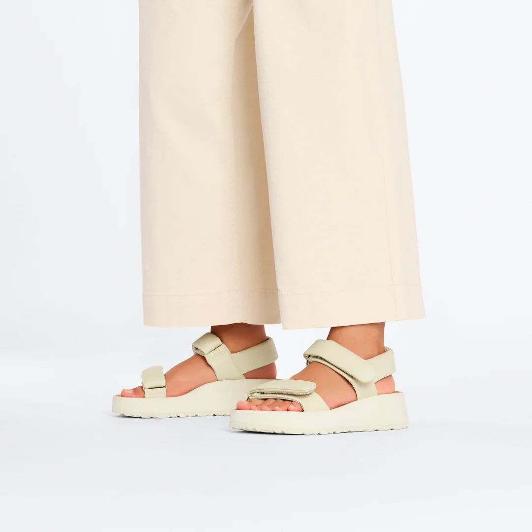 Papillio Theda Exquisite Smooth Leather Ecru Platform Wedge Sandals - Image 3